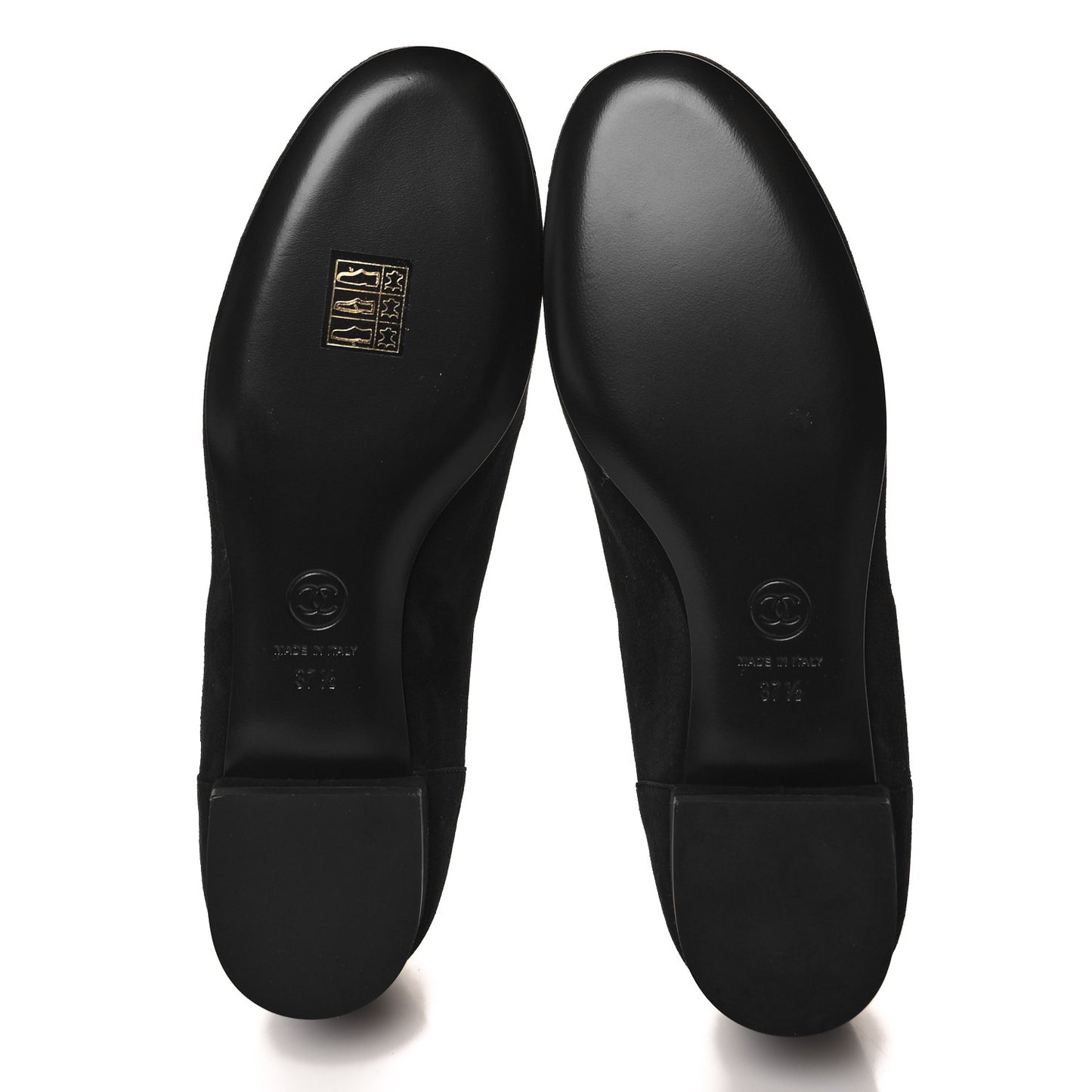 Kid Suede CC Grosgrain Moccasin Loafers 37.5 Black