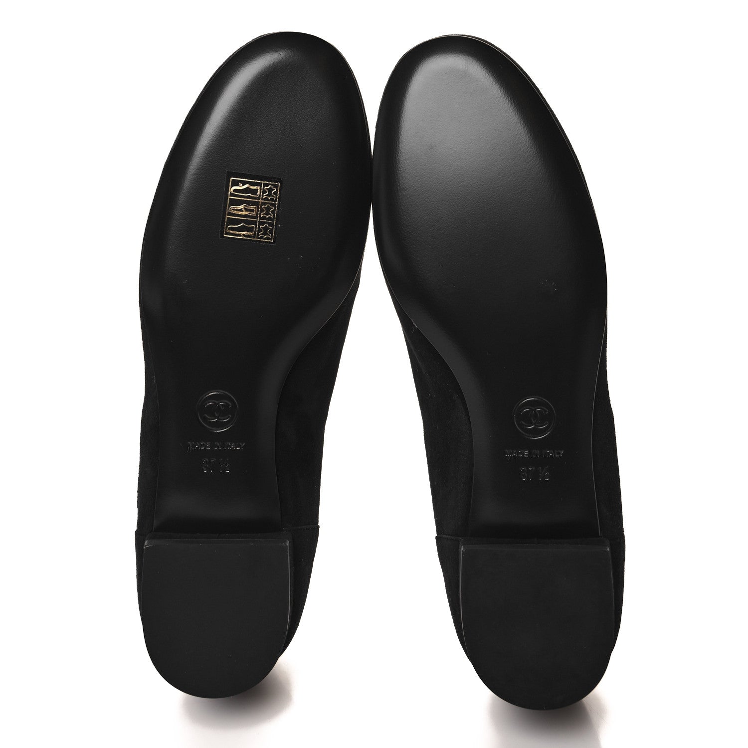 Chanel Kid Suede CC Grosgrain Moccasin Loafers 37.5 Black 5 of 9