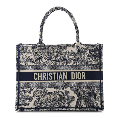 Christian Dior Canvas Embroidered Toile De Jouy Medium Book Tote Blue 1 of 9