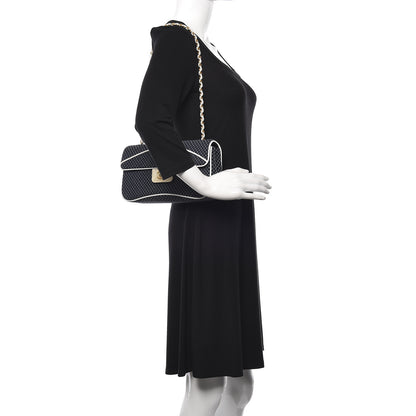 Chanel Jersey Micro Quilted Medium Single Flap Marine White 2 of 12