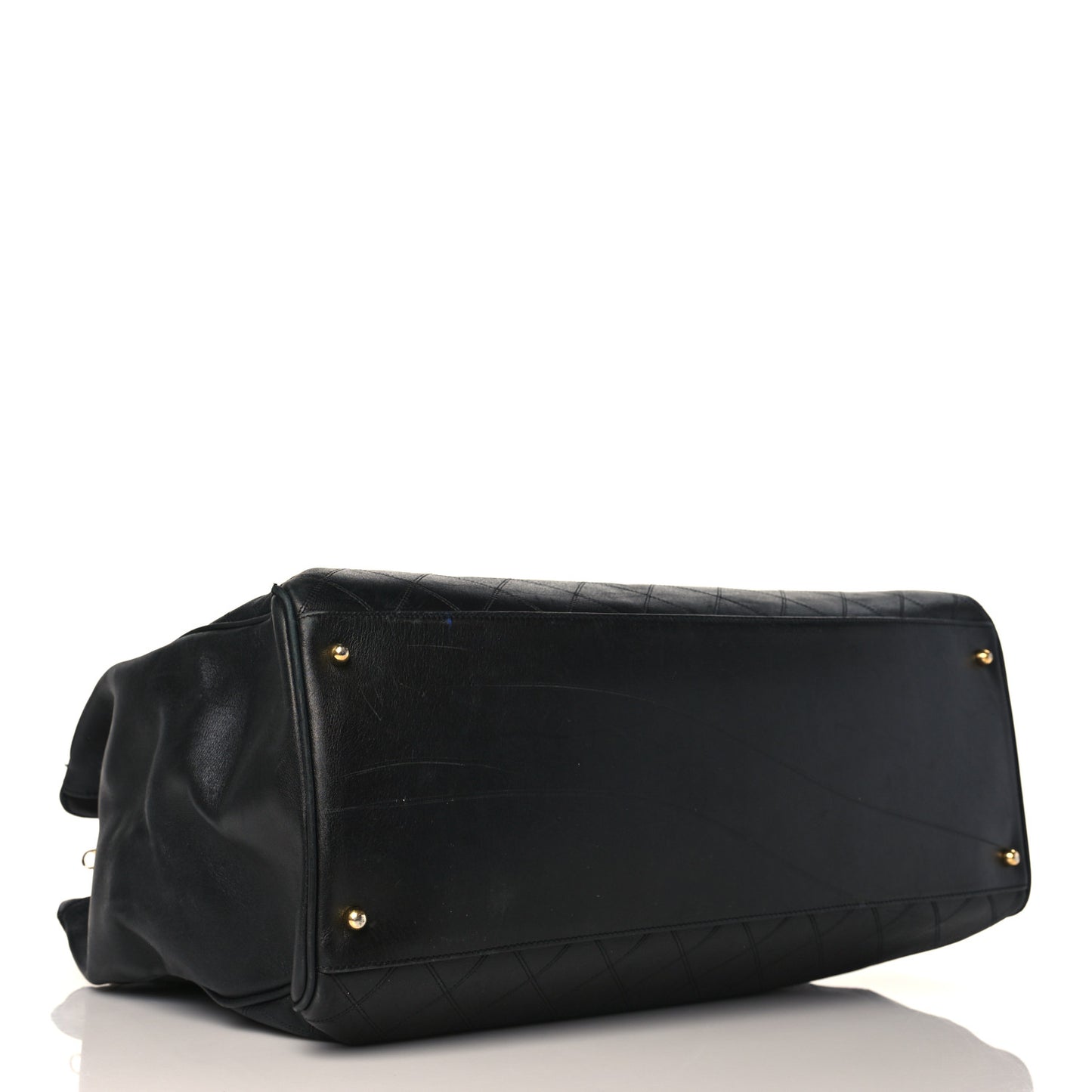 Calfskin Stitched XL Weekender Black