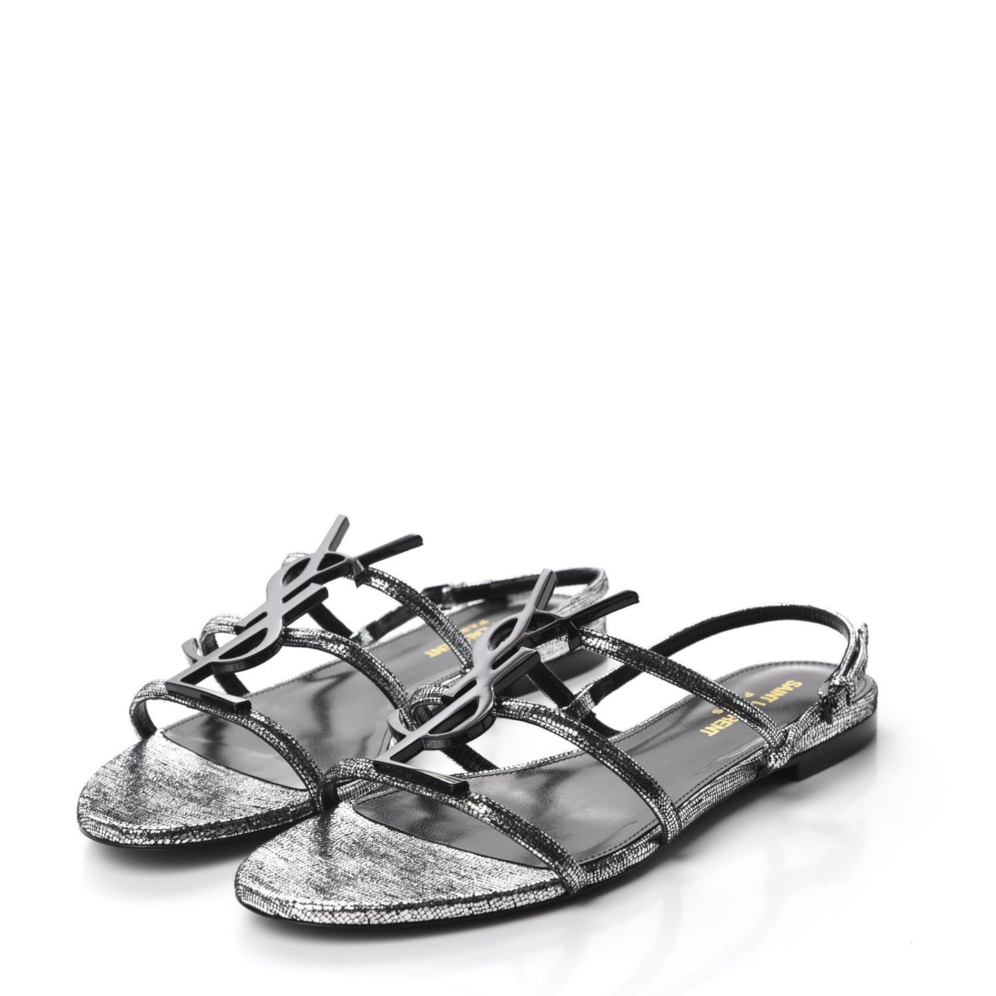 Calfskin Cassandra Monogram Sandals 38.5 Argento