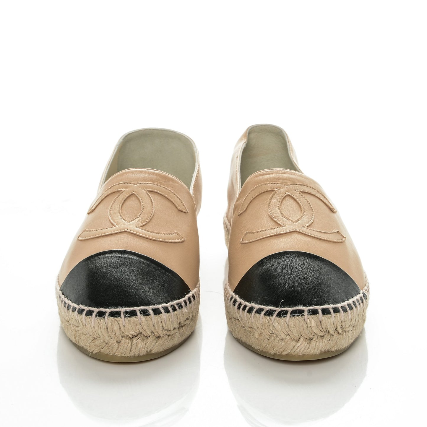 Lambskin CC Espadrilles 38 Beige Black