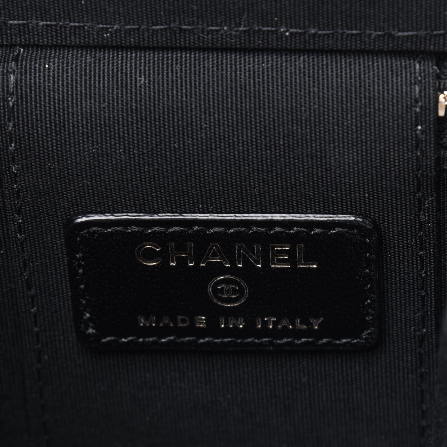 Lambskin Quilted Top Handle Mini Vanity Case With Chain Black