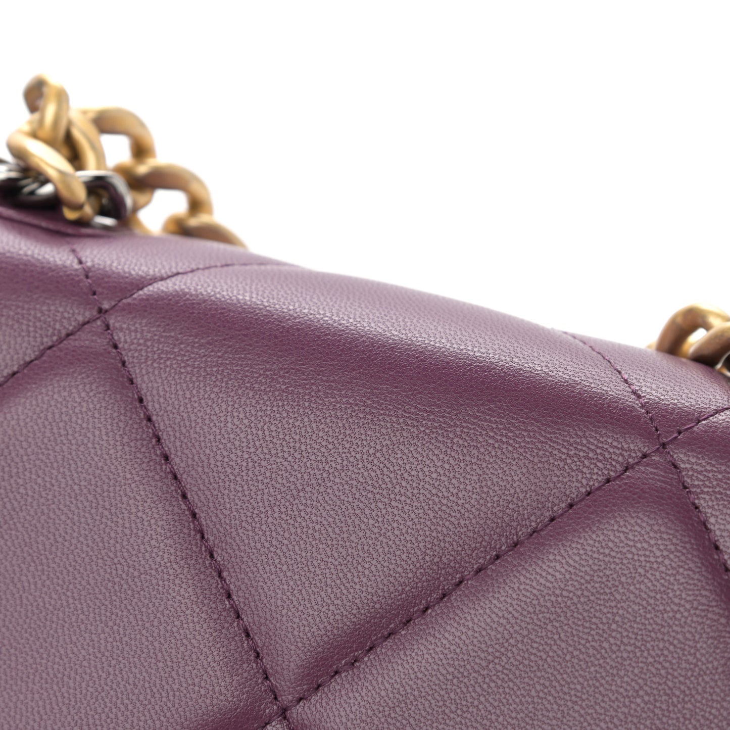Lambskin Quilted Chanel 19 Wallet On Chain WOC Purple
