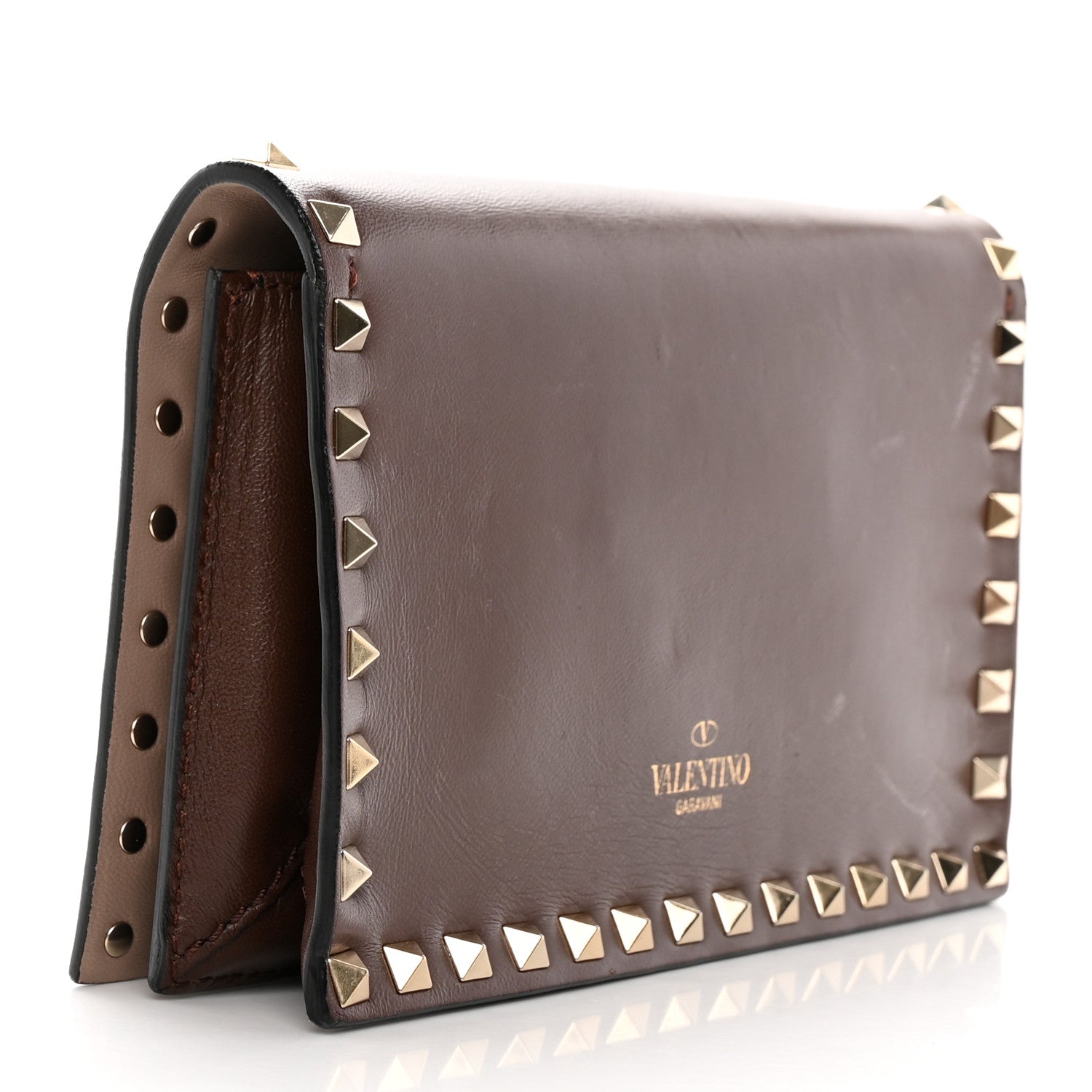 Valentino Garavani Nappa Rockstud Wristlet Clutch Taupe 3 of 19