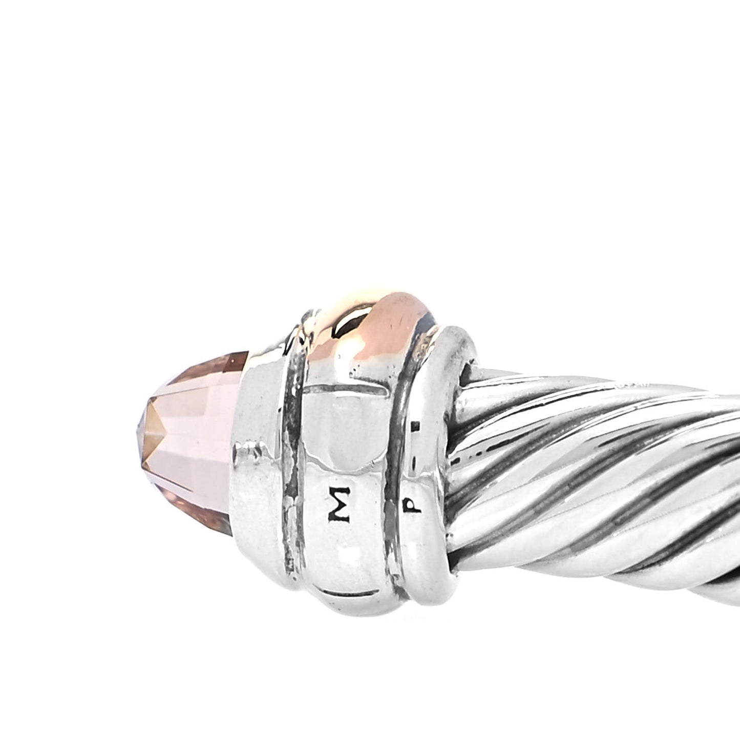 Sterling Silver 18K Rose Gold Morganite 4mm Cable Classics Bracelet