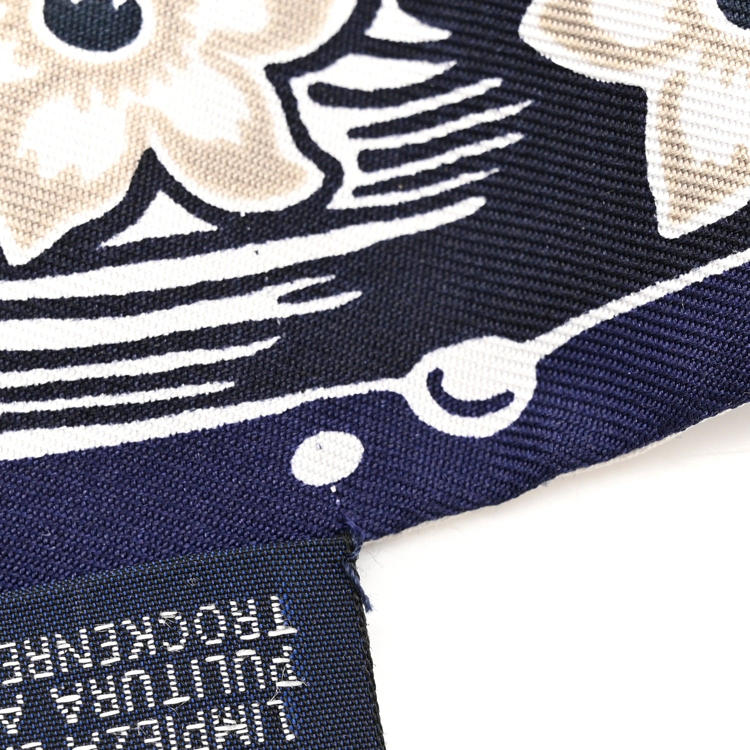 Hermes Silk Bingata Sticker Twilly Bleu Vif Marine Tabac Blanc 6 of 6