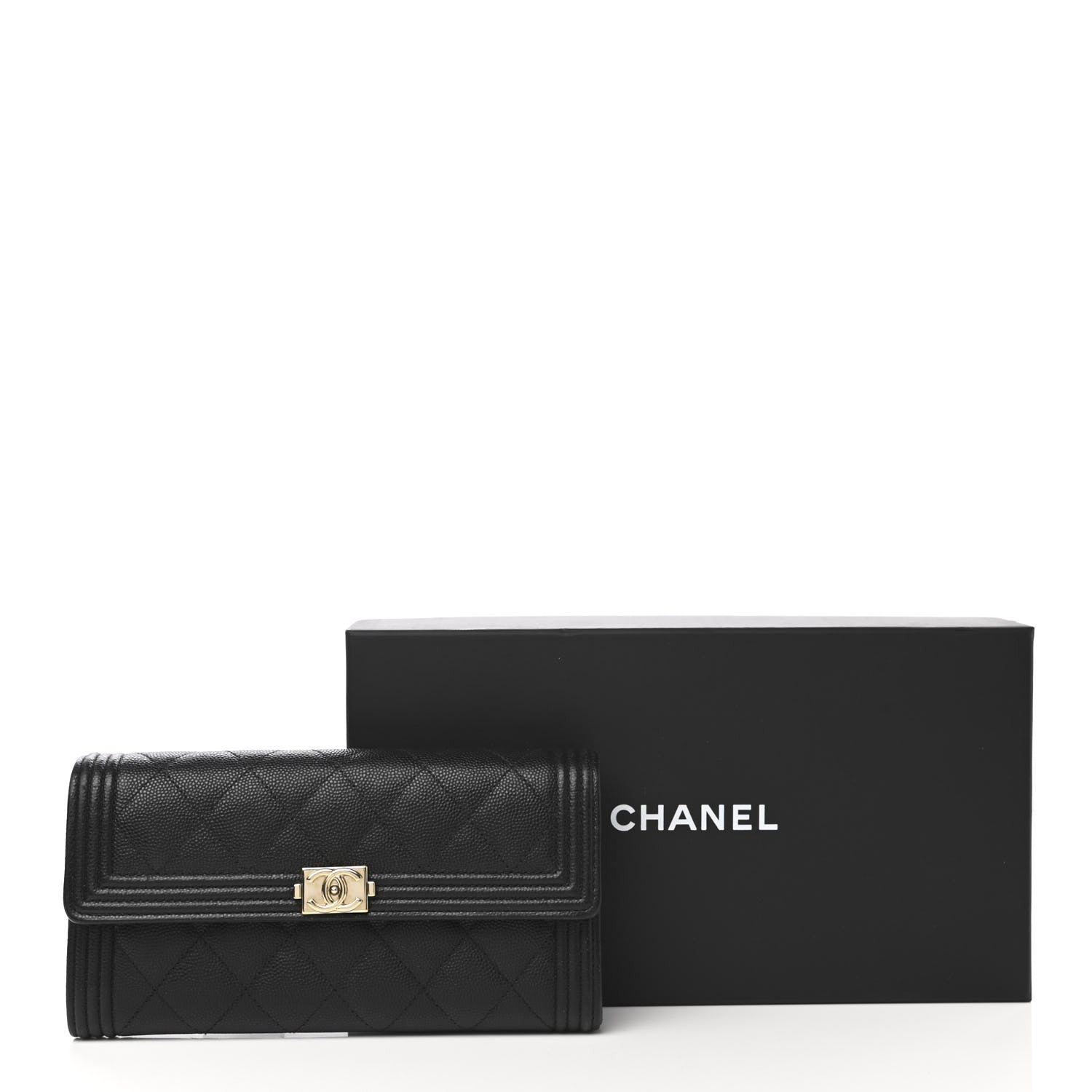 Chanel Caviar Quilted Long Boy Flap Wallet Black 9 of 9
