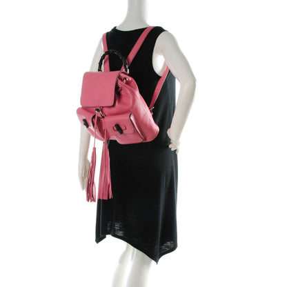 Gucci Cellarius Calfskin Medium Bamboo Backpack Glossy Pink 2 of 7