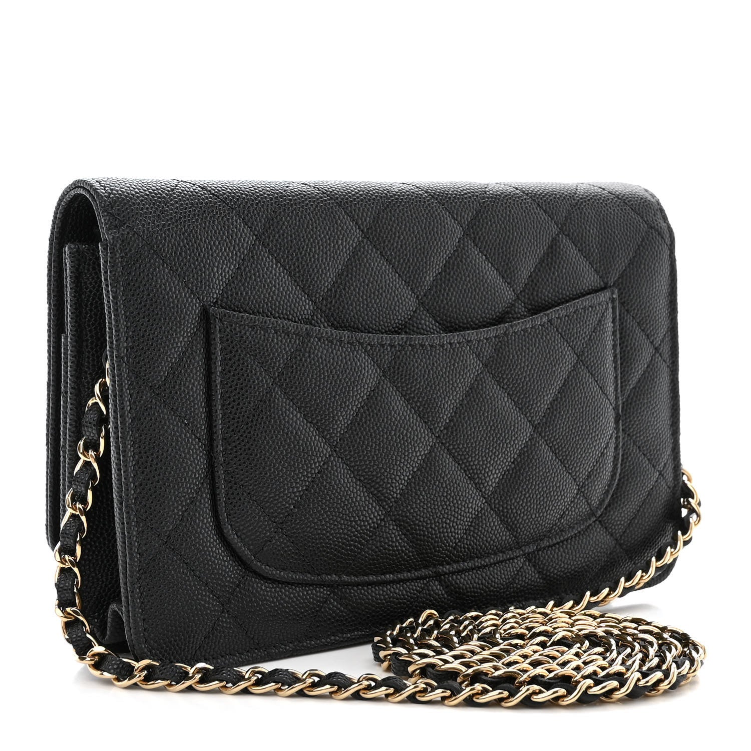 Chanel Caviar Quilted Crystal Enamel CC Wallet On Chain WOC Black 3 of 12