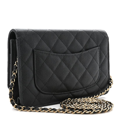 Chanel Caviar Quilted Crystal Enamel CC Wallet On Chain WOC Black 3 of 12