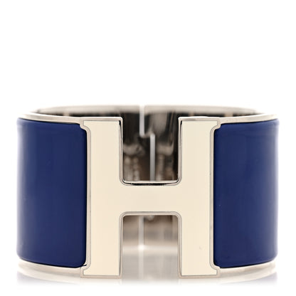 Hermes Enamel Extra Wide Clic Clac H Bracelet PM Bleu Electrique White 1 of 4