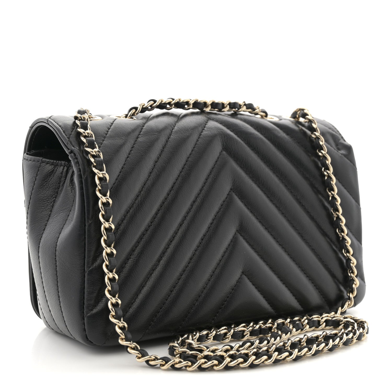 Chanel Calfskin Chevron Quilted Mini Statement Flap Black 3 of 10