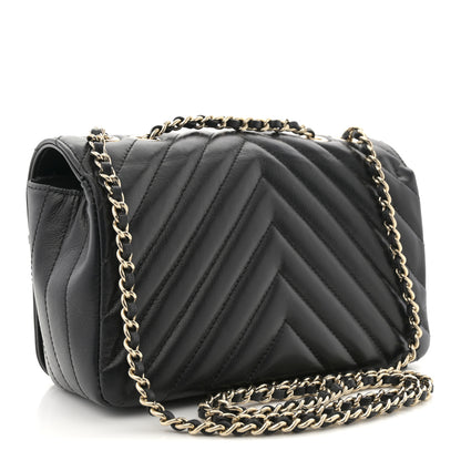 Chanel Calfskin Chevron Quilted Mini Statement Flap Black 3 of 10