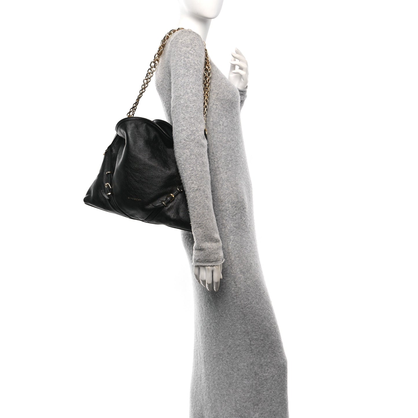 Tumbled Calfskin Medium Voyou Bag Black