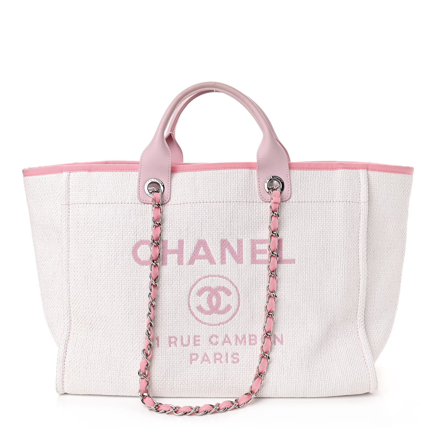 Chanel Woven Straw Raffia Medium Deauville Tote Pink 1 of 9