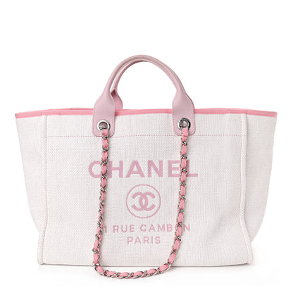 Chanel Woven Straw Raffia Medium Deauville Tote Pink 1 of 9