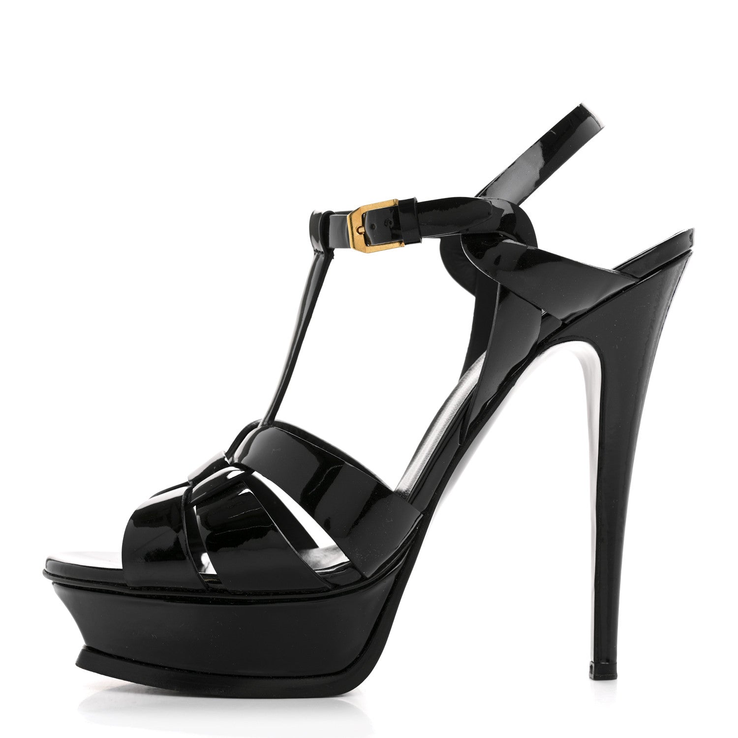 Saint Laurent Patent Tribute 105 Platform Sandals 40 Black 1 of 10