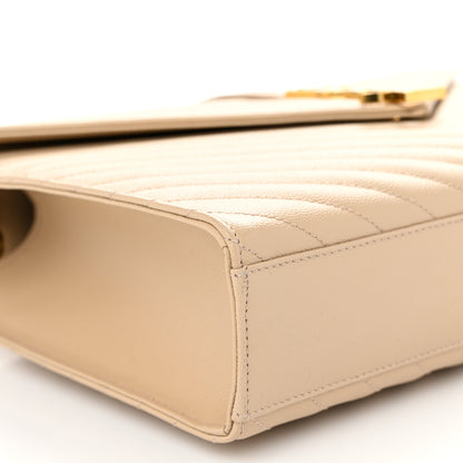 Saint Laurent Grain De Poudre Matelasse Chevron Large Monogram Satchel Nude Powder 9 of 10