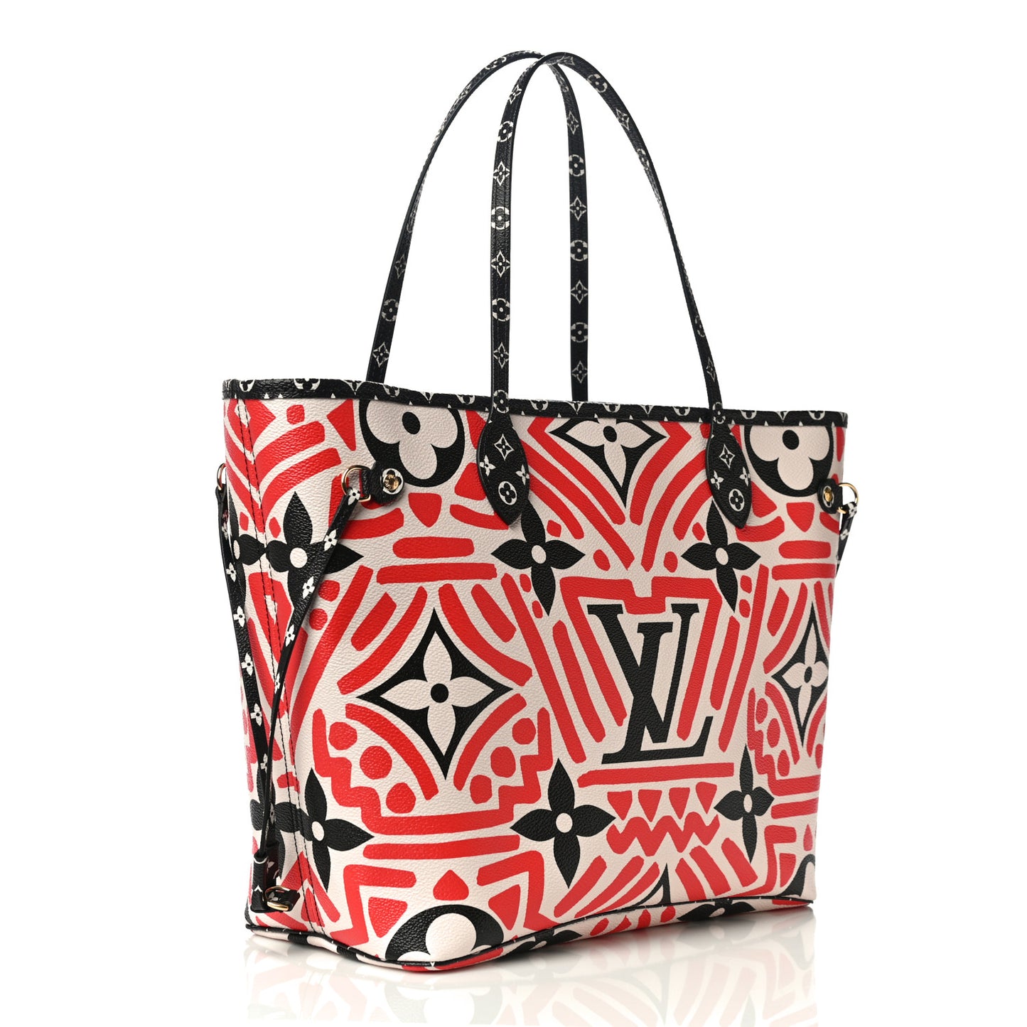 Monogram Giant Crafty Neverfull MM Creme Rouge Black