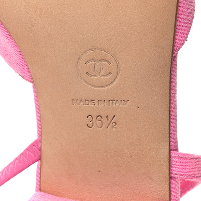Chanel Denim Cap Toe CC Slingback Flat 36.5 Neon Pink 7 of 9