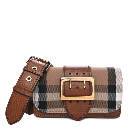 Burberry House Check Bridle Calfskin Small Madison Buckle Bag Tan 1 of 8
