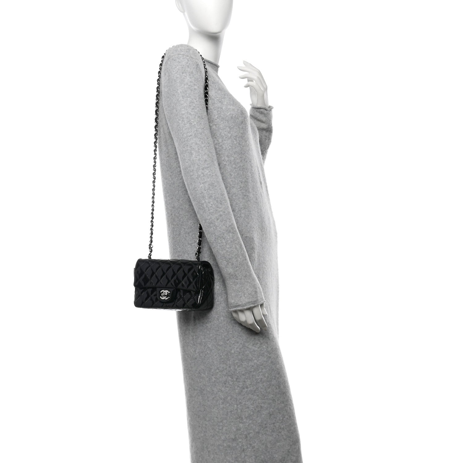 Chanel Patent Calfskin Quilted Mini Rectangular Flap Black 2 of 10