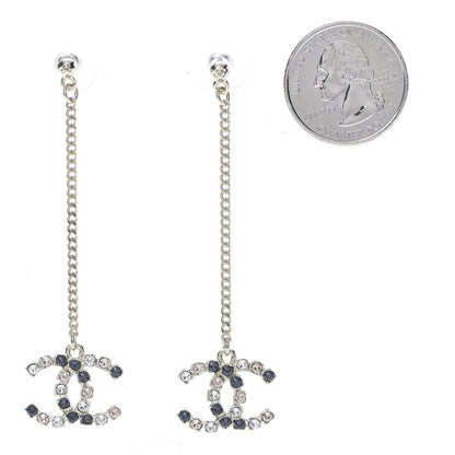 Chanel Crystal CC Drop Earrings Pink Grey Gold 2 of 4