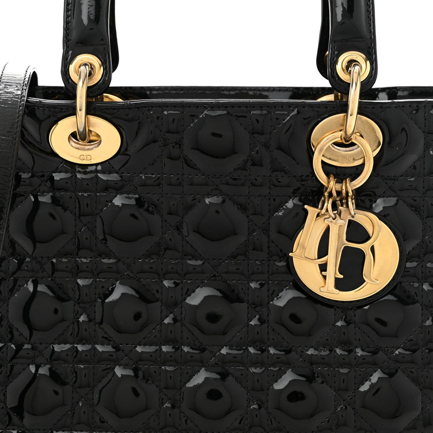 Christian Dior Patent Cannage Large Lady Dior Black 8 of 10