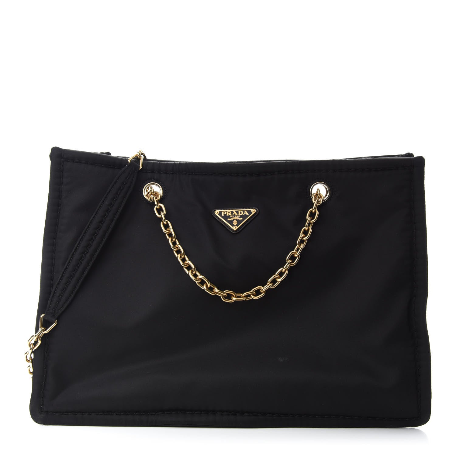 Prada Tessuto Nylon Chain Shoulder Bag Black 1 of 9
