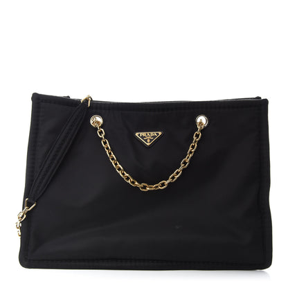 Prada Tessuto Nylon Chain Shoulder Bag Black 1 of 9