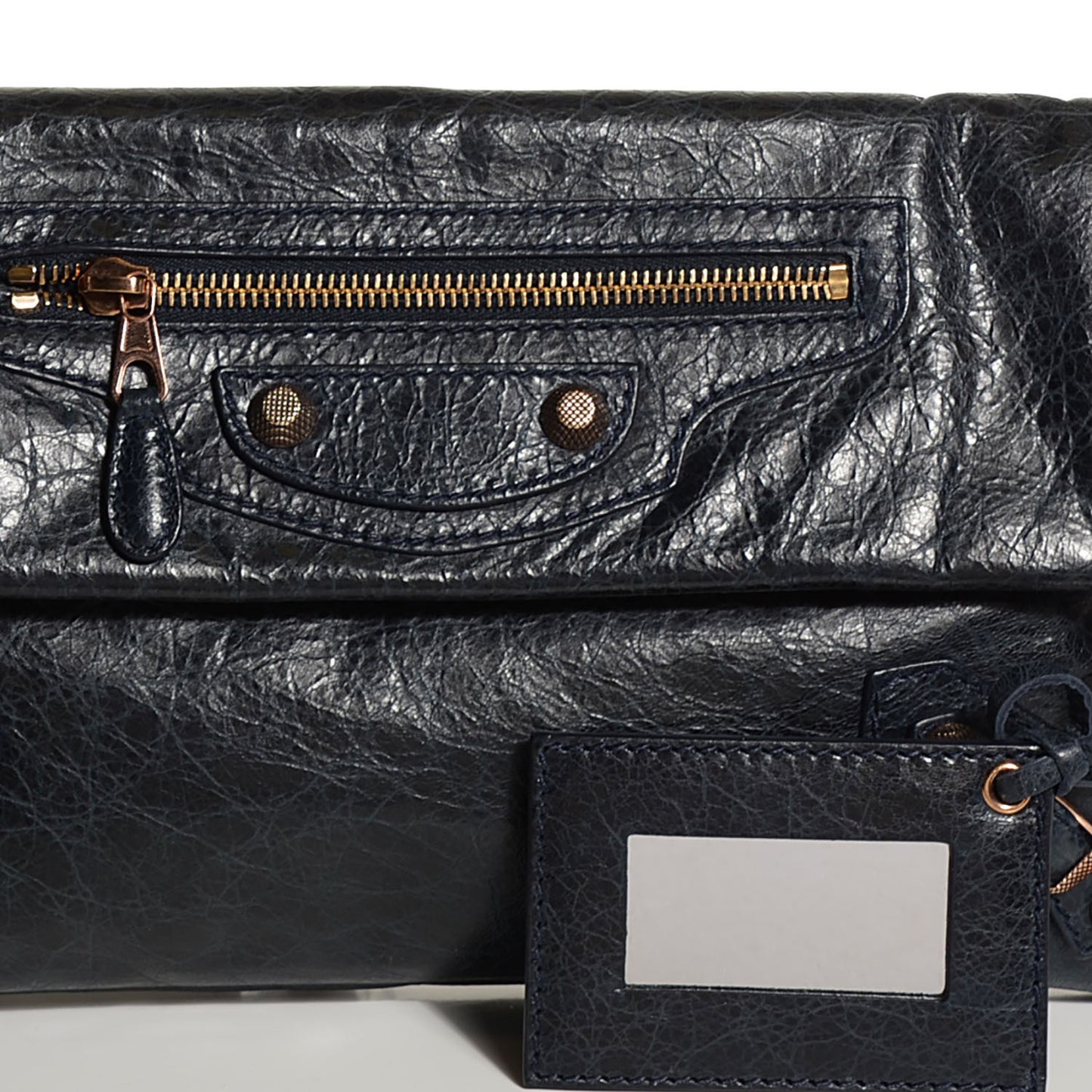 Agneau Giant 12 Gold Hardware Envelope Clutch Dark Night