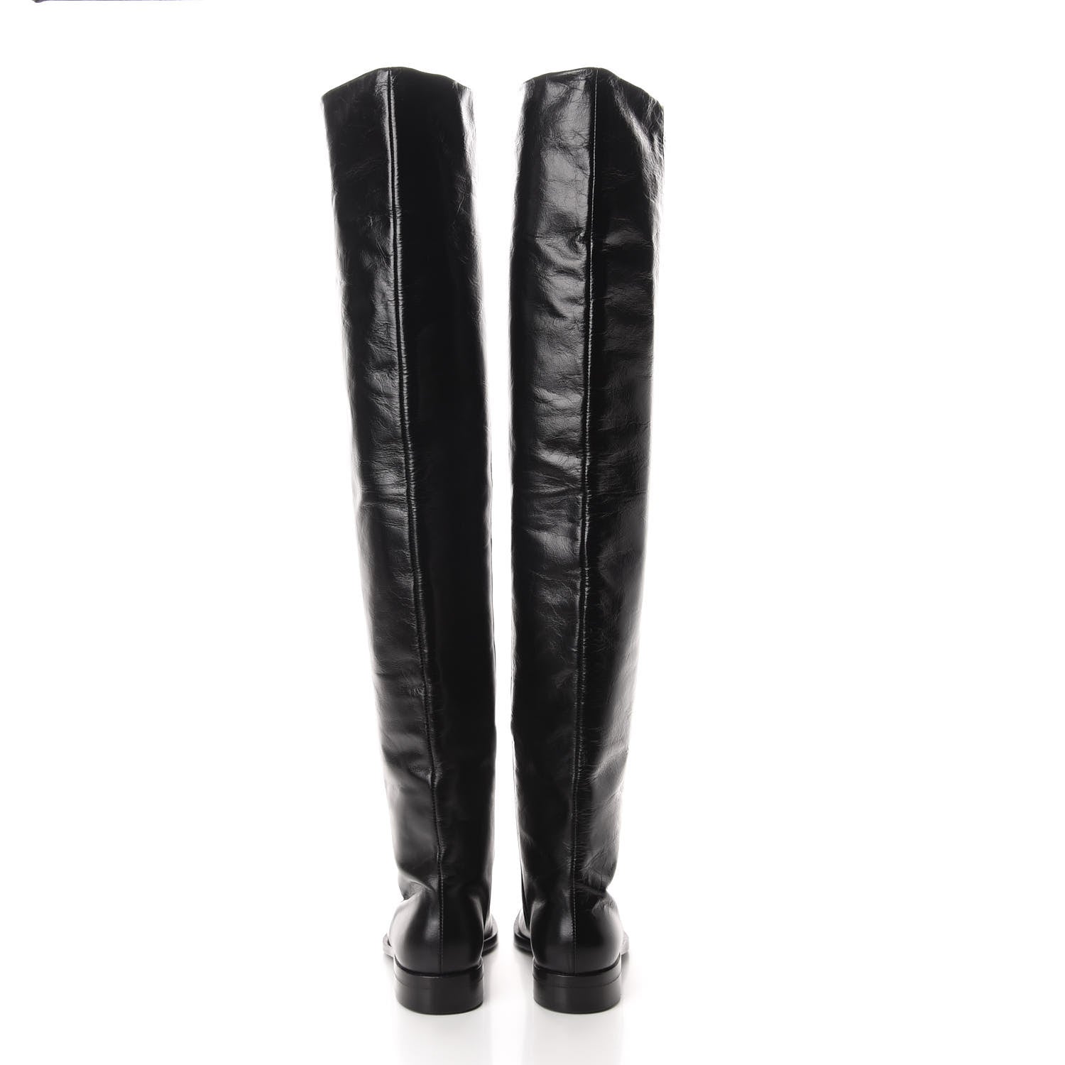 Saint Laurent Calfskin Thigh High Boots 35 Black 5 of 7