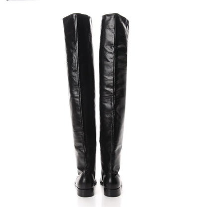 Saint Laurent Calfskin Thigh High Boots 35 Black 5 of 7