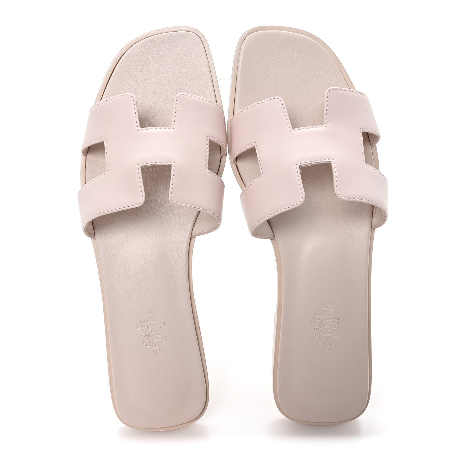 Hermes Box Calfskin Oran Sandals 38 Rose Pale 2 of 10