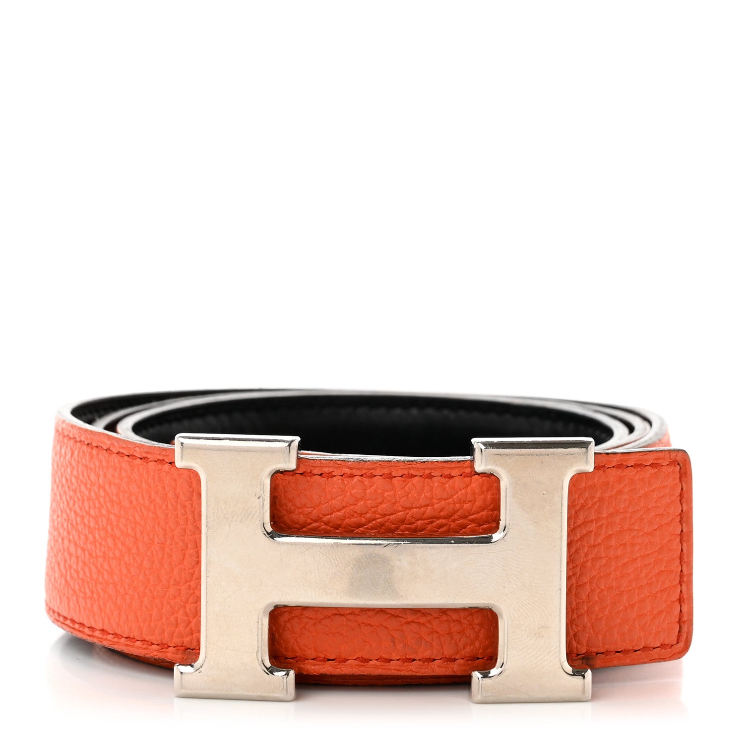 Hermes Swift Togo Constance H Belt 80 Black Orange 1 of 8