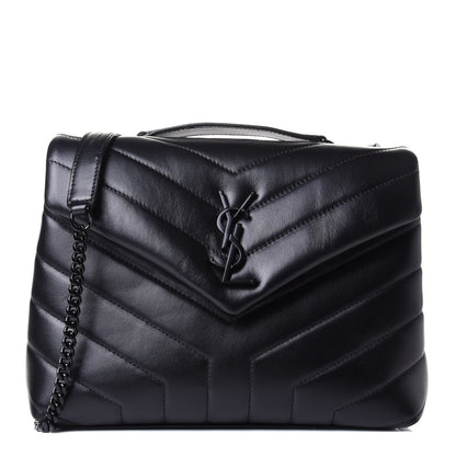 Saint Laurent Calfskin Y Quilted Monogram Small Loulou Chain Satchel Black 1 of 3