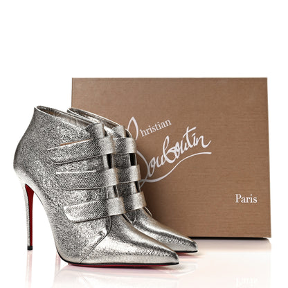 Christian Louboutin Calf Lame Tweed Triniboot 100 Booties 38.5 Platine 13 of 14