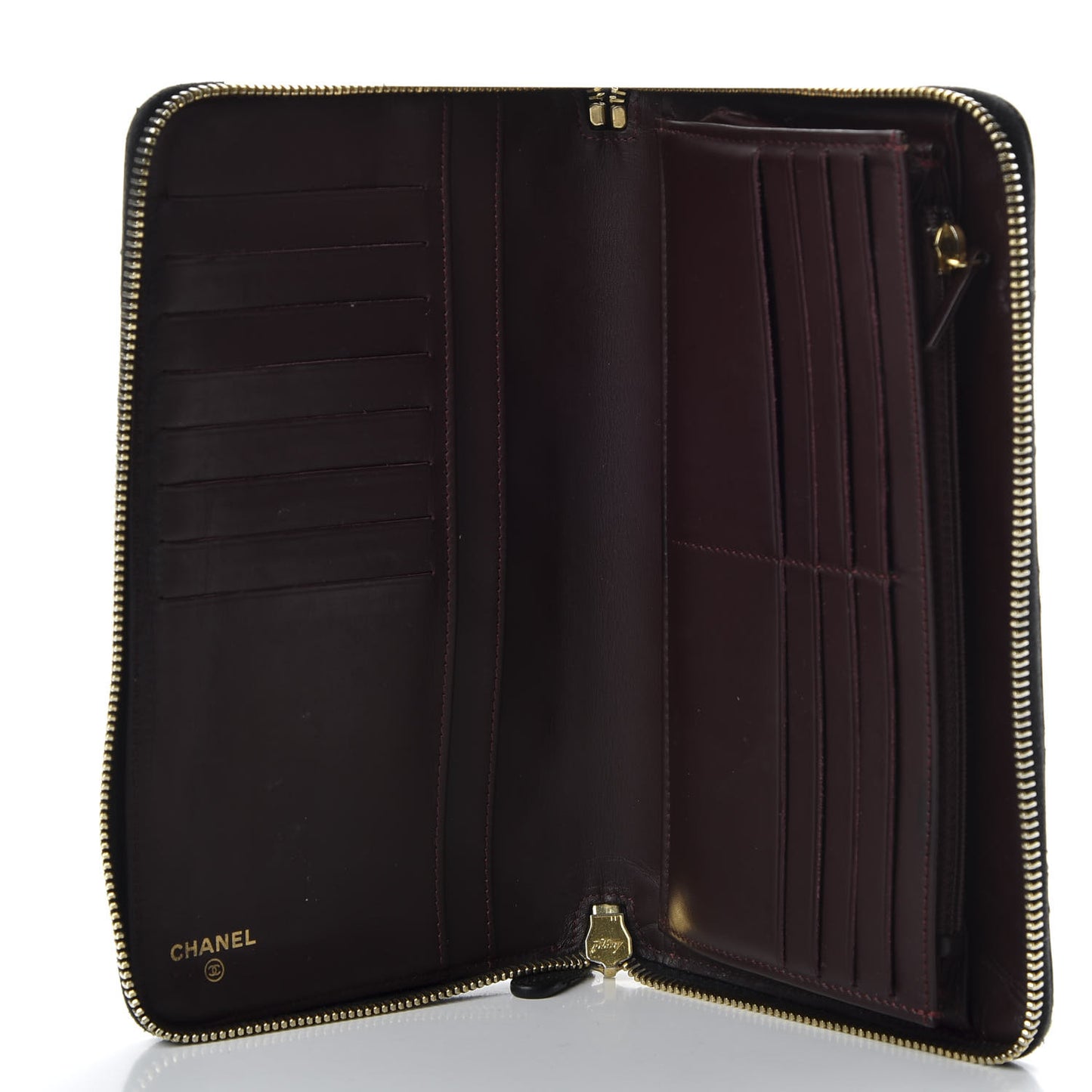 Caviar Quilted Large Zip Around Organizer Wallet Black
