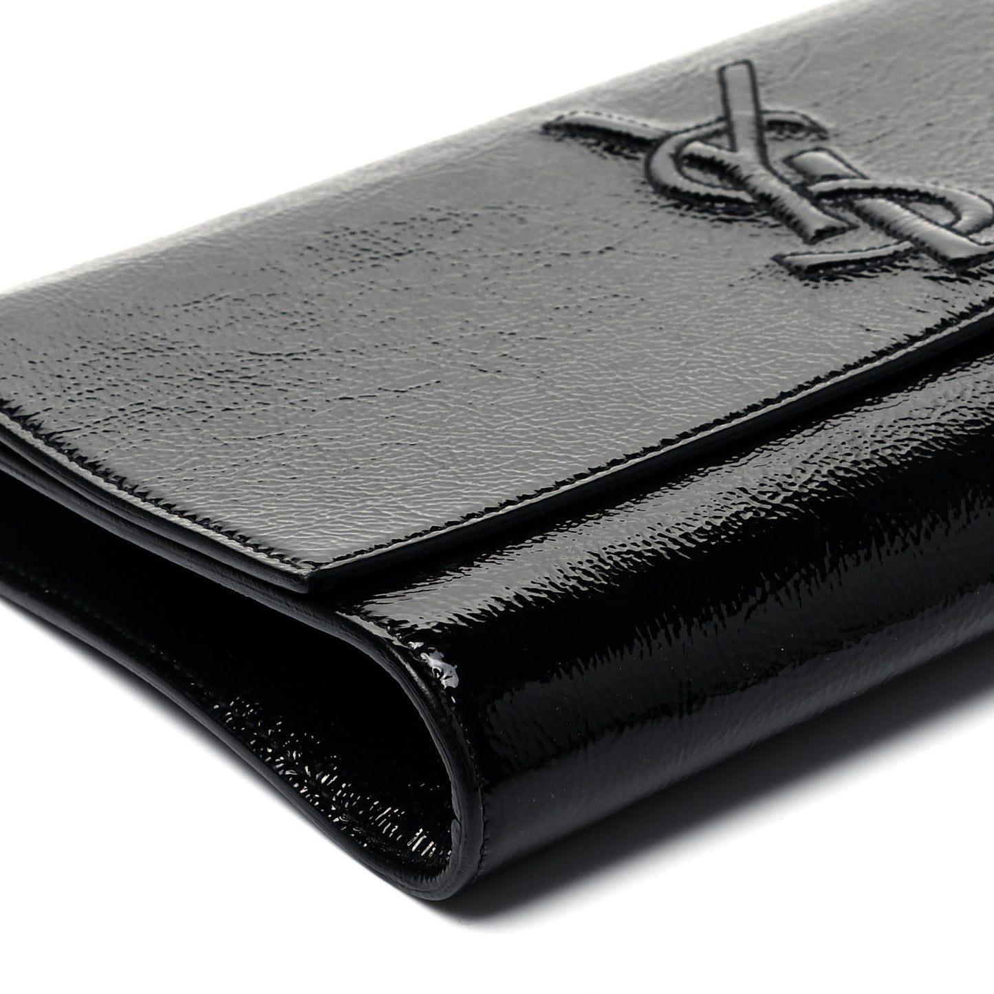 Textured Patent Monogram Small Belle De Jour Clutch Black