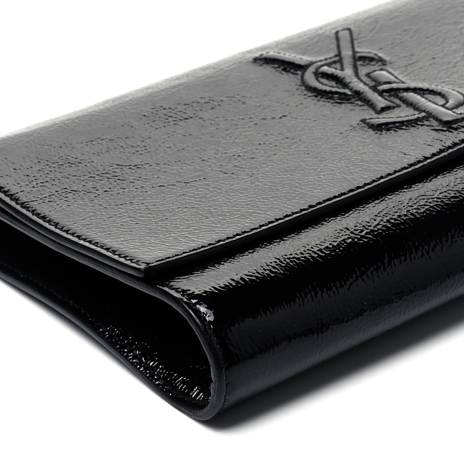 Saint Laurent Textured Patent Monogram Small Belle De Jour Clutch Black 7 of 8
