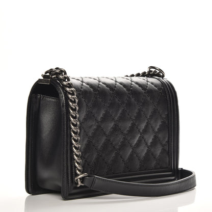 Chanel Calfskin Quilted Double Stitch New Medium Boy Flap Black 3 of 8