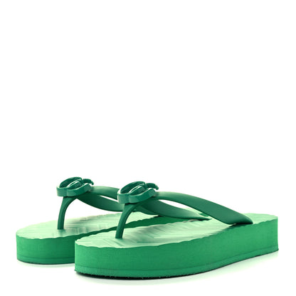 Gucci Rubber Chevron Womens GG Thong Sandals 37 New Shamarock 3 of 10