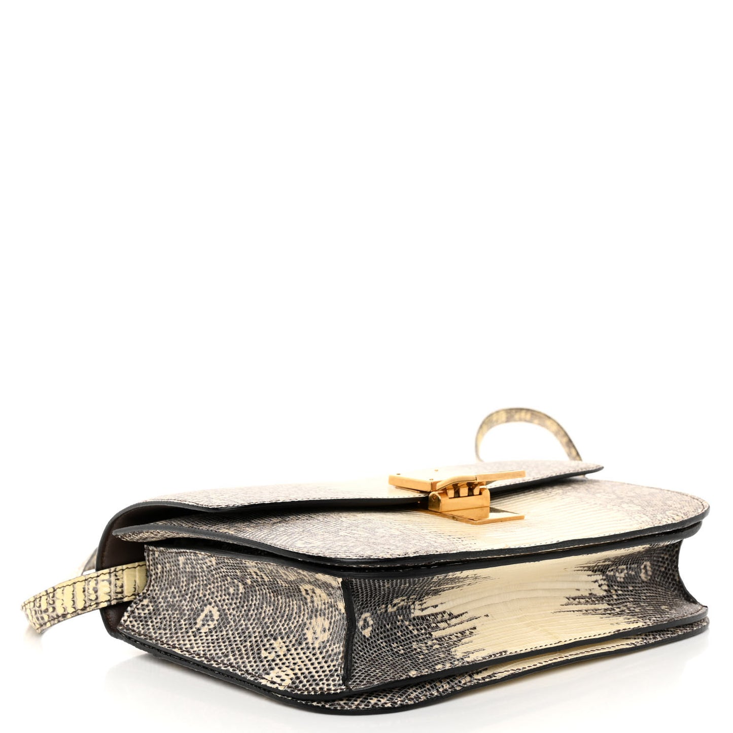 Lizard Medium Classic Box Flap Bag Natural