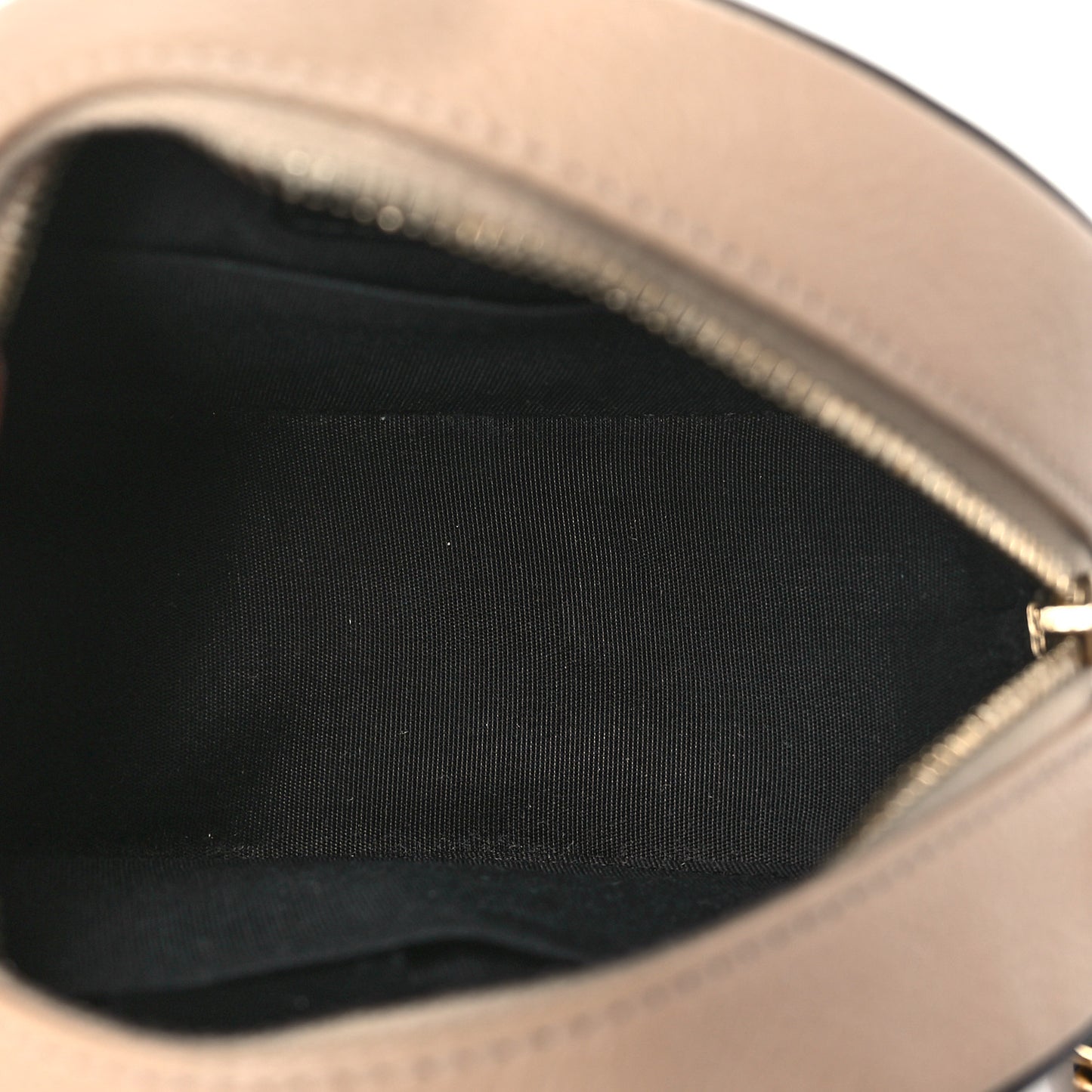 Caviar Quilted Round Filigree Crossbody Beige Black