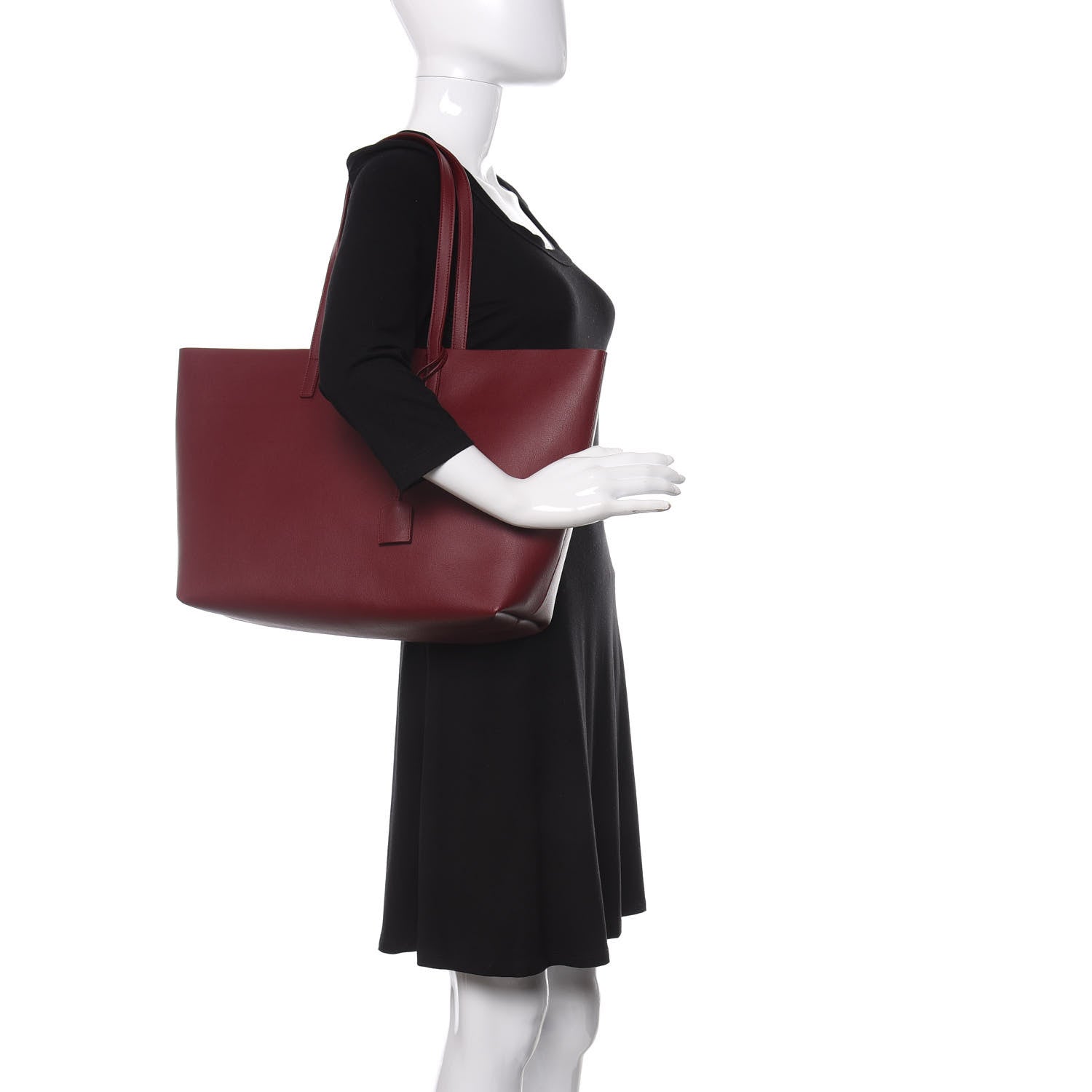 Saint Laurent Calfskin Large Shopping Tote Bordeaux 2 of 12