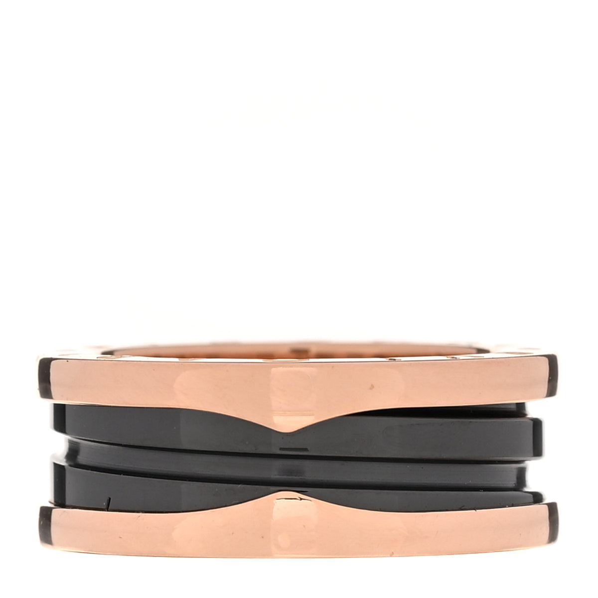 Bulgari 18K Rose Gold Black Ceramic B.Zero1 Two-Band Ring 53 6.5 3 of 6
