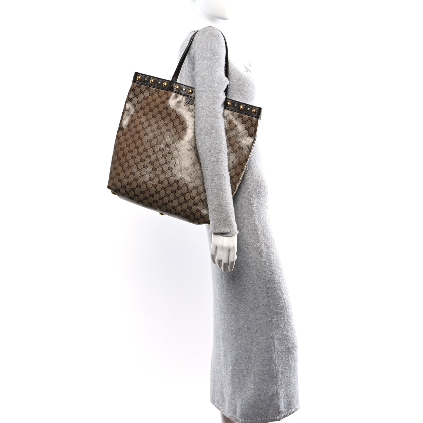 Crystal Monogram Large Babouska Vertical Shopping Tote Brown