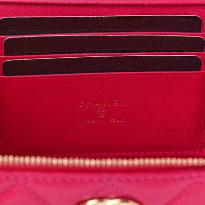 Chanel Lambskin Quilted Small Top Handle Vanity Case With Chain Dark Pink 7 of 12